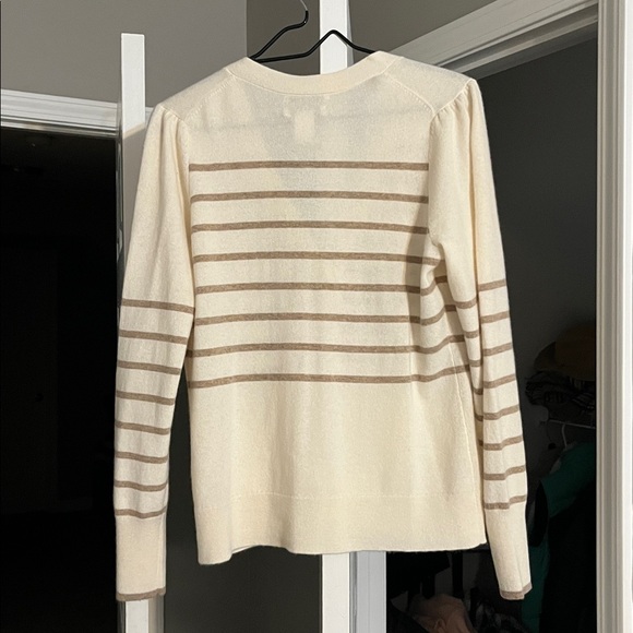Nordstrom 100% cashmere cream and brown cardigan - Picture 3 of 5